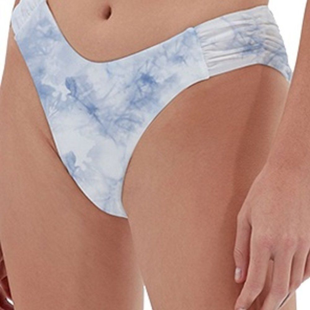 Jonathan Simkhai Camila Sky Tie-Dye Side-Ruched Bikini Bottom S…
